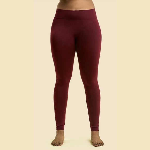 Plus Size 1X Burgundy Slimming Leggings - Picture 2 of 4